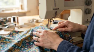 An easy-to-use sewing machine for arthritis highlighting the automatic threading mechanism for beginners