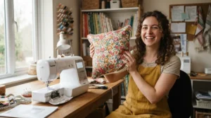Completing a first home furnishing project on touchscreen sewing machines for beginners