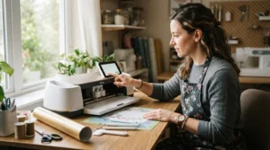 An all-in-one sewing machine being used for a complex multi-craft apparel project.