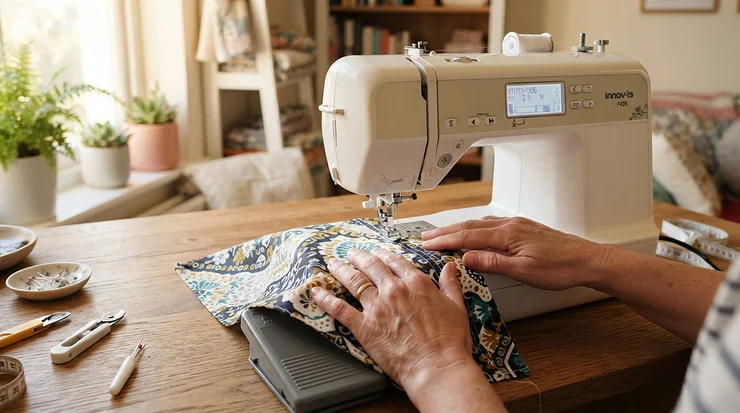 Weekend crafting session with a versatile sewing embroidery combo on a brightly lit desk